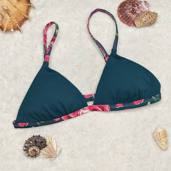 Leith Other - Leith Teal floral triangle bikini Top